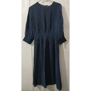 & other stories womens size 10 modest long dress silk blend Cottagecore blue